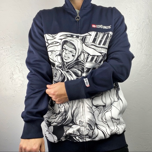 Ecko zip Jacket Sz Small oversized Hip Hop - Picture 6 of 16